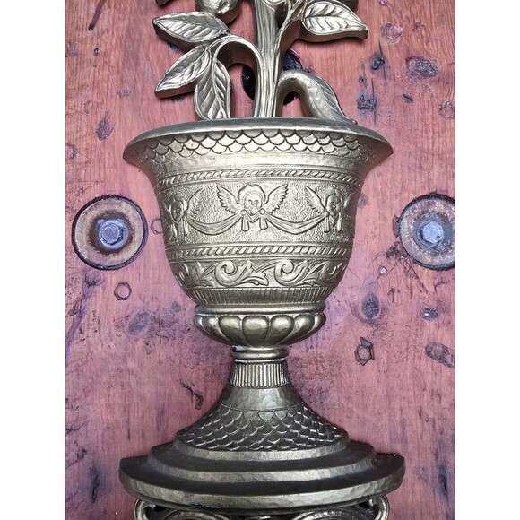 Gold Topiary Floral Wall Hanging HOMCO 1969 Vintage Hollywood Regency 23” 7151 - Picture 3 of 6